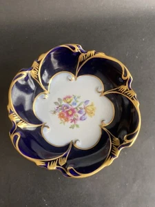 Jlmenau Graf Von Henneberg Porzellan Echt Kobalt Numbered Display Dish  5 3/4” - Bild 1 von 5