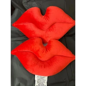 Target Plush Valentines Red Lip Pillows 10" x 17" Set of 2 Room Essentials  - Picture 1 of 4