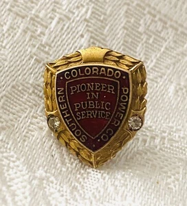 Vintage 10k Enameled Southern Colorado Power Tie Tack W/ Diamonds 3 G - Picture 1 of 4