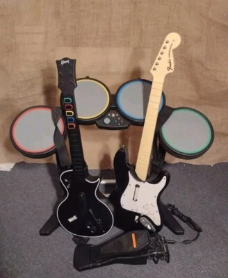GUITARRA 🎸 HERO Xbox 360 BATERÍA 🥁 Juego 822149 Pedal Cableado Fender Gibson Guitarra Foto 1 de 4