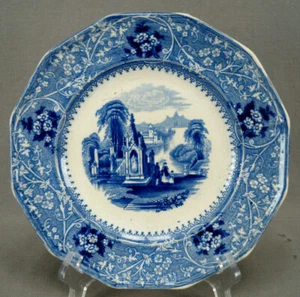 Adams Columbia Dark Blue Transferware Staffordshire 8 5/8 Inch Plate Circa 1840s - Picture 1 of 9