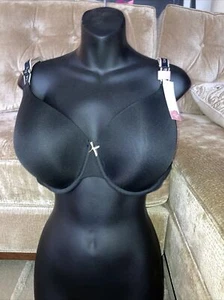 (NWT CACIQUE Black COTTON LIGHTLY LINED T-SHIRT BRA sz 46D Modern Collection - Picture 1 of 4