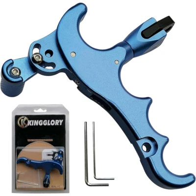 360° Archery Release Aids 4 Finger Trigger Grip Caliper Thumb Handle CompoundBow - Image 1 of 4