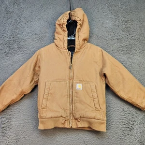 Carhartt Jacket Boys XS 6 Hooded Quilted Lined Workwear Youth Durable 08545-B - Picture 1 of 12