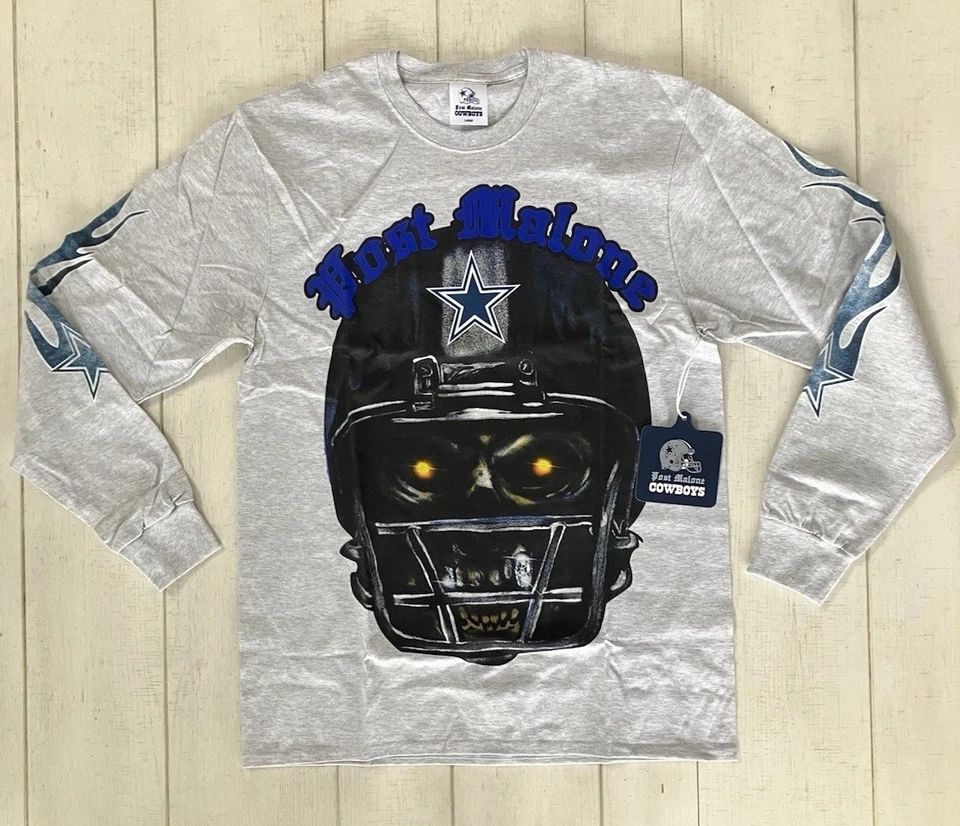 Post Malone X NFL Dallas Cowboys L/S Skeleton Tee Shirt L Pop Culture Streetwear - Image 1 of 4