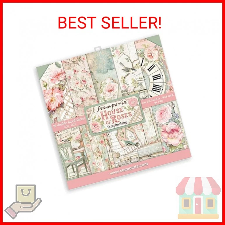 Stamperia Intl Sbbs08 House Rose-paper Pad 8x8 10pk