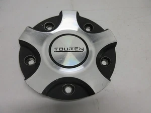 TOUREN BLACK & SILVER Custom Aftermarket Wheel Center Hub Cap Cover (1) SINGLE - Picture 1 of 3