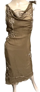 Abito da cocktail Alberta Ferretti vintage passerella ricamato cravatta schiena US 4 6 IT 42 - Foto 1 di 5