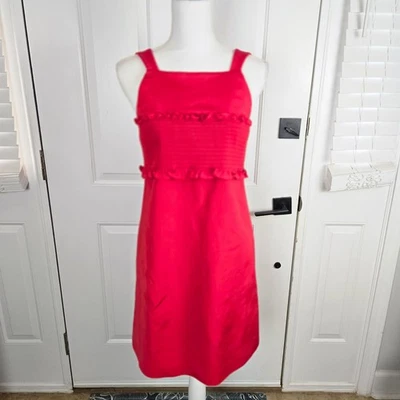 Tibi Faille Elia Dress Sz 6 Sleeveless Smocked Bandeau Ruffle Party Cocktail - Image 1 of 4