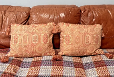 2 X LAURA ASHLEY Tapestry Cushions with Tassels & Cord Edging 18"x 14" - Image 1 of 4