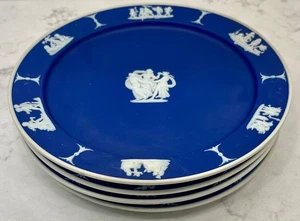 QUATTRO piatti antichi in diaspro Wedgwood blu scuro - 8" - Foto 1 di 5