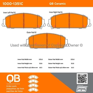 Quality-Built 1000-1351C QB Ceramic Brake Pads For 08-12 Caprice G8 - Picture 1 of 5
