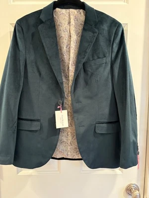 Blazer Isaac Mizrahi Slim Fit Hunter Terciopelo Verde Nuevo con Etiquetas, Juvenil 16 Foto 1 de 3