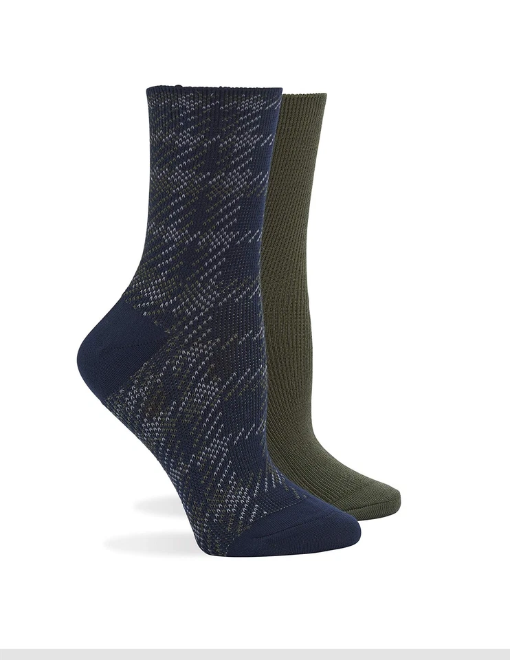 Paquete de 2 pares de calcetines de bota Hue Wintersoft para mujer talla única azul marino a cuadros Foto 1 de 2