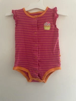 Body Carter's Bebé Niña Cupcake Apliques Rayas 100% Algodón Rosa Naranja 12M Foto 1 de 4