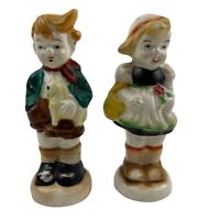 Occupied Japan Hummel Inspired Girl Boy Figurines Salt Pepper Shakers 4.25\u201d