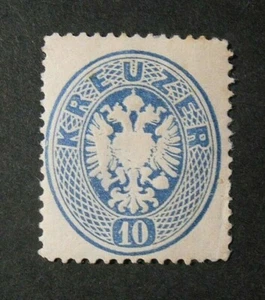 AUSTRIA, OSTERREICH IMPERO 1863 " Aquila bicipite in ovale 10k azzurro MH* d.14 - Imagen 1 de 1