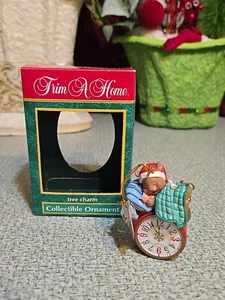 Trim A Home Ornament Collectible Tree Charm Sleeping Mouse Clock - Picture 1 of 13
