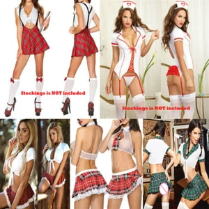 Mujeres sexys Colegiala Cosplay Disfraces Uniforme Conjunto Juego de rol Vestido de fantasía - Imagen 1 de 17