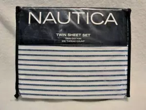 Nautica Harmead Navy Twin Sheet Set - Picture 1 of 5