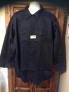 NWT DICKIES Dark Blue Button Front Long Sleeve Men's Work Shirt Size 20 X 35 - Picture 1 of 6