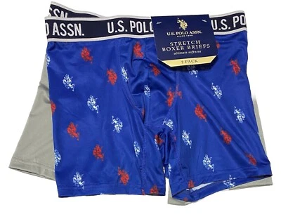 Polo EE. UU. ASSN. Paquete de 2 calzoncillos boxer elásticos pequeños 28-30 azul/gris para hombre Foto 1 de 3