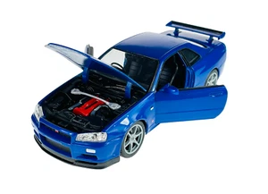 WELLY NISSAN SKYLINE GT-R R34 BLUE 1:24 DIE CAST METAL MODEL NEW IN BOX - Picture 1 of 7