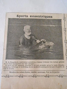 Rougemont explorateur s'amuse à dresser une Tortue géantes Image Print 1909 - Imagen 1 de 1