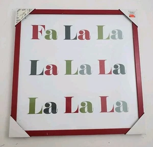 Fa la la la Weihnachten 19""x19"" Büro Küche Wand Kunst Hängedekor Vintage - Bild 1 von 6