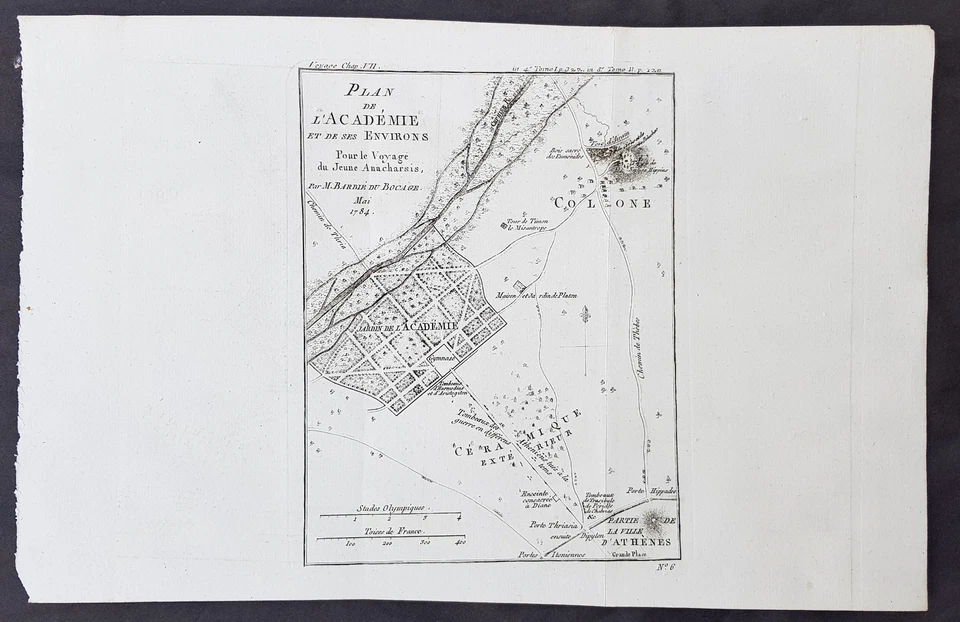 1784 Du Bocage & Barthelemy Antique Map of Plato's Academy in Athens, Greece - Image 1 of 1