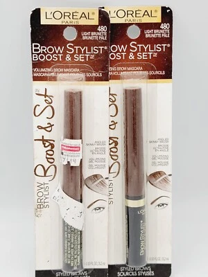 LOREAL PARIS BROW BOOST & SET VOLUMIZING BROW MASCARA #480 Light Brunette. QTY:2 - Image 1 of 2
