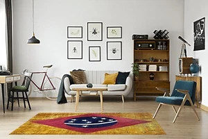 Bargain Price , Genuine Vintage Hand made Patchwork Rug RRP £290+ - Picture 1 of 8
