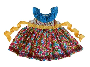Matilda Jane Platinum Puffer Dress Bright Flowers Birds size 6 New without Tags - Picture 1 of 9