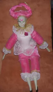 PAN DE AZÚCAR MARDI GRAS PAYASO 19-" Muñeca Bufón Arlequín PORCLAIN ROSA PIEL OSCURA - Imagen 1 de 1