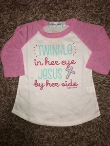 NWT Kid Girls Printed Raglan 3/4 Sleeve Top Pink  4-5Y - Picture 1 of 3