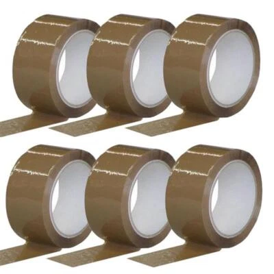 Nastro Adesivo Marrone 6 Rulli Nastro Per Pacchi 50mmx66m - Immagine 1 di 4