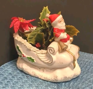 Napco Christmas Decor Spaghetti Trim Santa Claus’ Sleigh #1LX850 Vintage 1960s - Picture 1 of 13