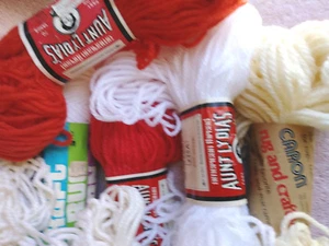 Crafts 6+-Red and Whites Rug Yarn Assortment 2-Red, 4-Off White - Picture 1 of 3