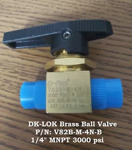 New DK-LoK VALVE 1/4" MNPT Brass Ball Valve V82B-M-4N-B, 3,000 PSI - Picture 1 of 4