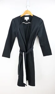 Perri Cutten lightweight belted jacket in black size S/UK10 - Foto 1 di 10