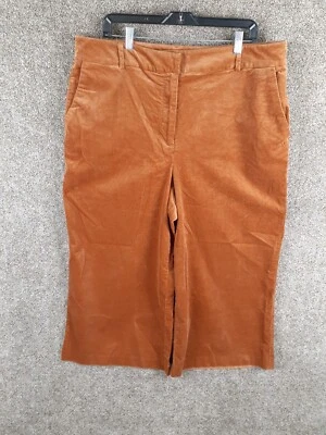 Boden Corduroy Wide Leg Crop Pant Womens US 16/18R Brown High Rise Pockets Chic - Image 1 of 4