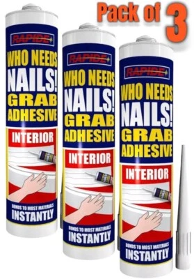 PSO 3pcs Hard as Nails No More Nails Grab Adhesive Glue Tube Cartridge Interior