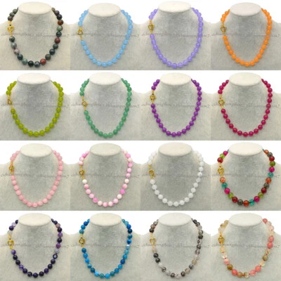 Colar de joias com miçangas de pedras preciosas multicoloridas redondas naturais 6/8/10/12/14 mm 18"" - Imagem 1 de 4