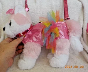 Poochie & Co Plush Pink/white Puppy Purse Rainbow sparkle Pink tutu - Picture 1 of 10