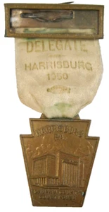 Delegate Harrisburg PA 1950 Dauphin County Court House Medal Ribbon Badge (O) - Picture 1 of 5