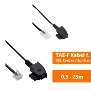 Inline TAE-F Kabel für DSL Splitter / Router zu Western 6/2 DEC RJ45 0,5m -25m - Bild 1 von 3