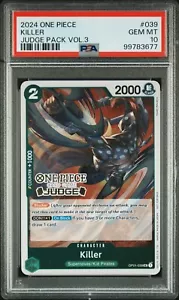 2024 ONE PIECE JUDICE PACK VOLUME 3 039 KILLER PSA 10 GEM MINT - Foto 1 di 2