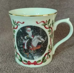 Lenox Magic of Christmas Santa of the Northern Forest Ribbon Holly White Mug - Picture 1 of 6