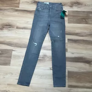 H&M & Denim Jeans Womens 26 Super Skinny Gray Denin High Waist Distressed - Picture 1 of 10