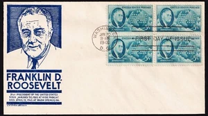 US 1946 F. D. Roosevelt (933) . First Day Cover BLOCK . Anderson Cachet - Picture 1 of 1